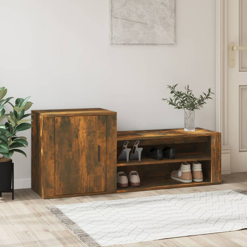 Load image into Gallery viewer, VidaXL Schoenenkast 130x35x54 cm bewerkt hout gerookt eikenkleurig