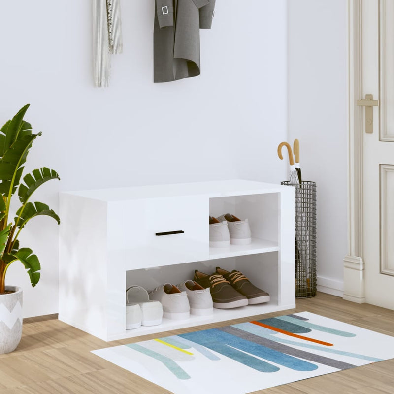 Afbeelding laden in galerijviewer, Vidaxl schoenenkast 80x35x45 cm bewerkt hout hoogglans wit