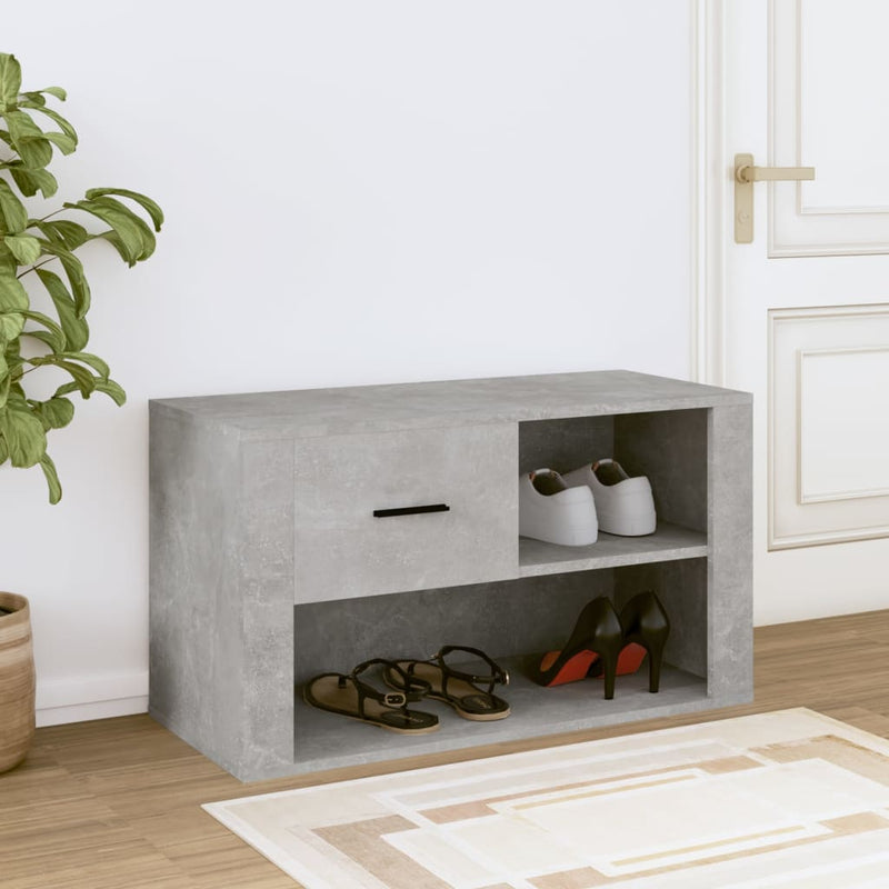 Load image into Gallery viewer, Vidaxl schoenenkast 80x35x45 cm bewerkt hout betongrijs