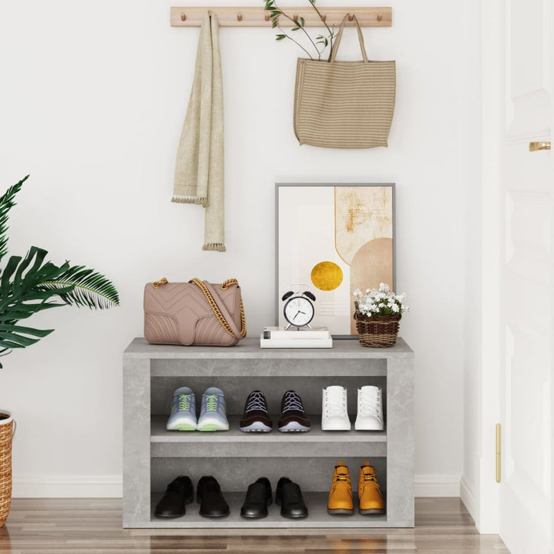 Load image into Gallery viewer, Vidaxl schoenenkast 75x35x45 cm bewerkt hout betongrijs