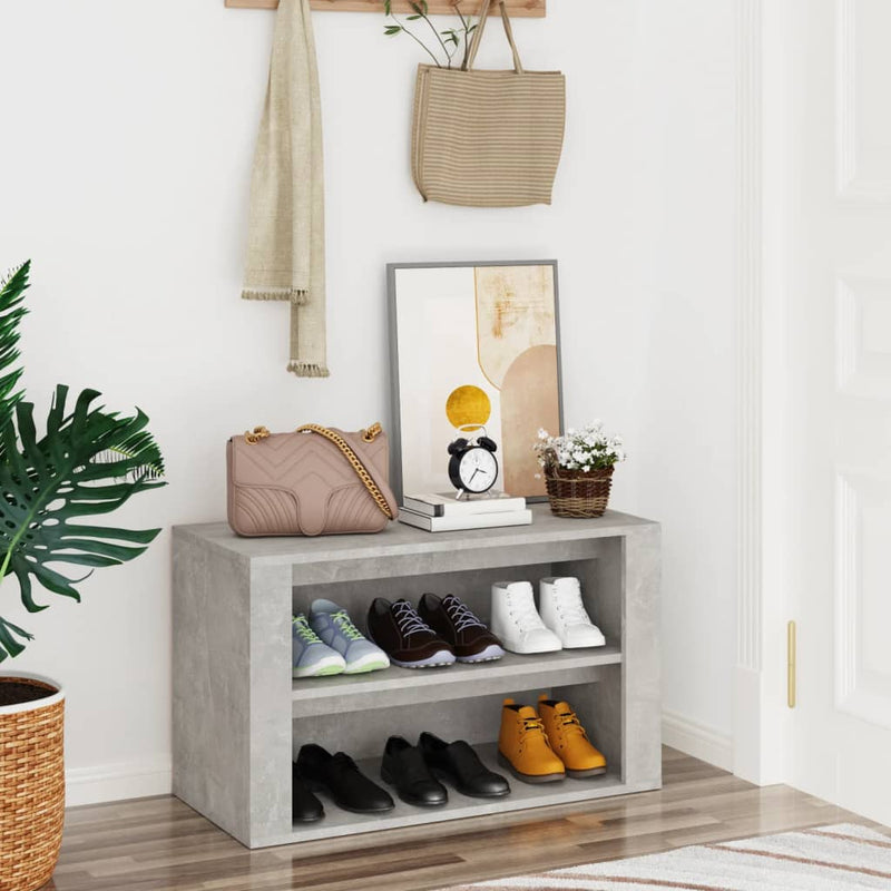 Load image into Gallery viewer, Vidaxl schoenenkast 75x35x45 cm bewerkt hout betongrijs