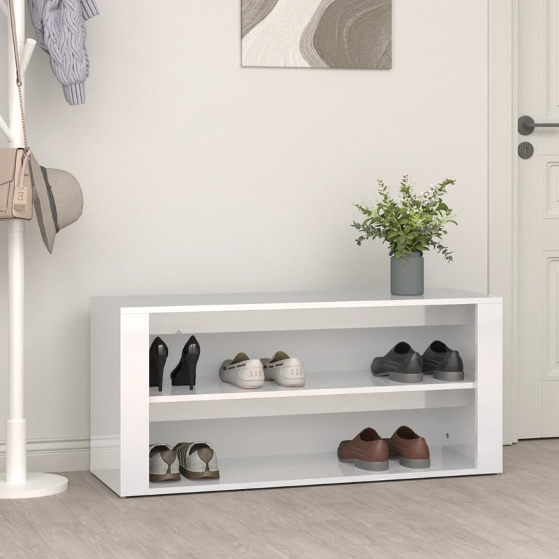 Load image into Gallery viewer, Vidaxl schoenenrek 100x35x45 cm bewerkt hout hoogglans wit