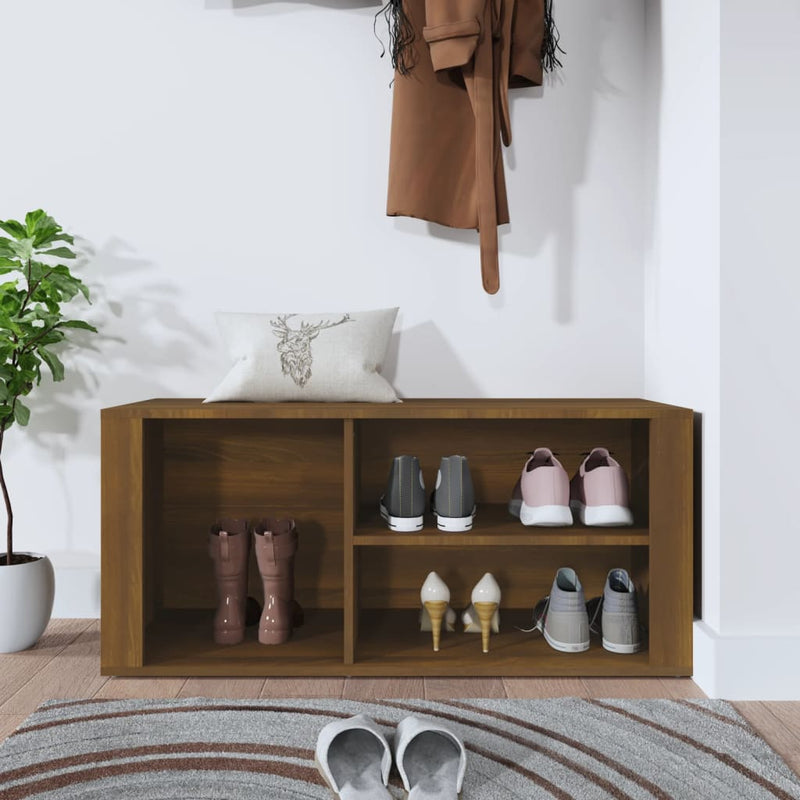 Afbeelding laden in galerijviewer, Vidaxl schoenenkast 100x35x45 cm bewerkt hout bruin eikenkleur