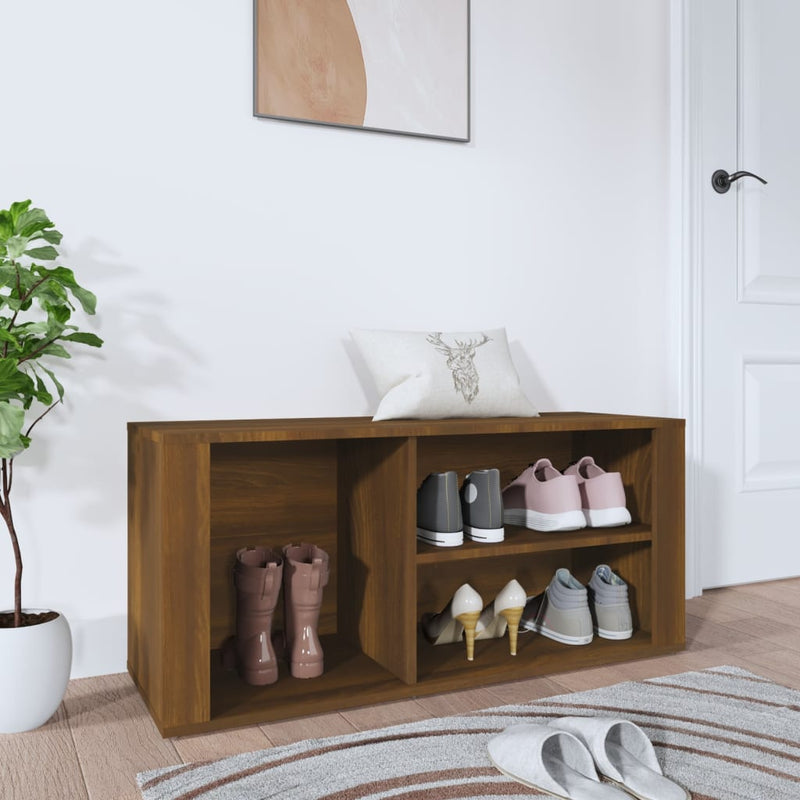 Afbeelding laden in galerijviewer, Vidaxl schoenenkast 100x35x45 cm bewerkt hout bruin eikenkleur