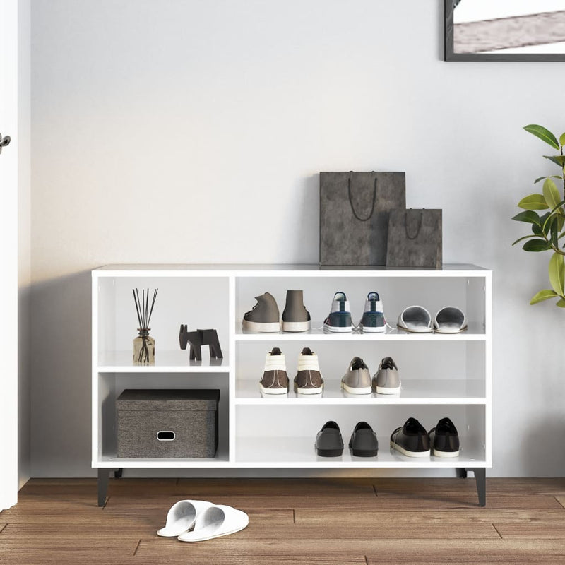 Load image into Gallery viewer, Vidaxl schoenenkast 102x36x60 cm bewerkt hout hoogglans wit