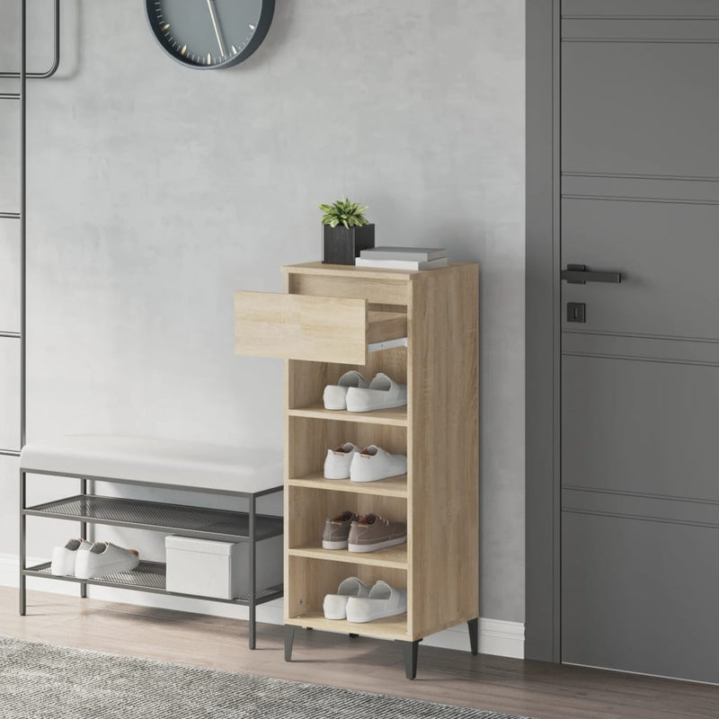Load image into Gallery viewer, Vidaxl schoenenrek 40x36x105 cm bewerkt hout sonoma eikenkleurig