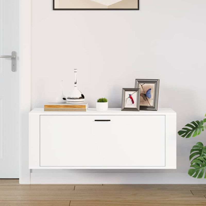 Load image into Gallery viewer, Vidaxl wandschoenenkast 100x35x38 cm bewerkt hout wit
