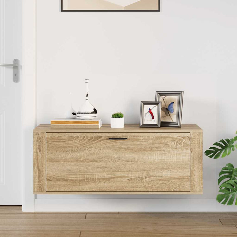 Laden Sie das Bild in Galerie -Viewer, Vidaxl wandschoenenkast 100x35x38 cm bewerkt hout sonoma eiken