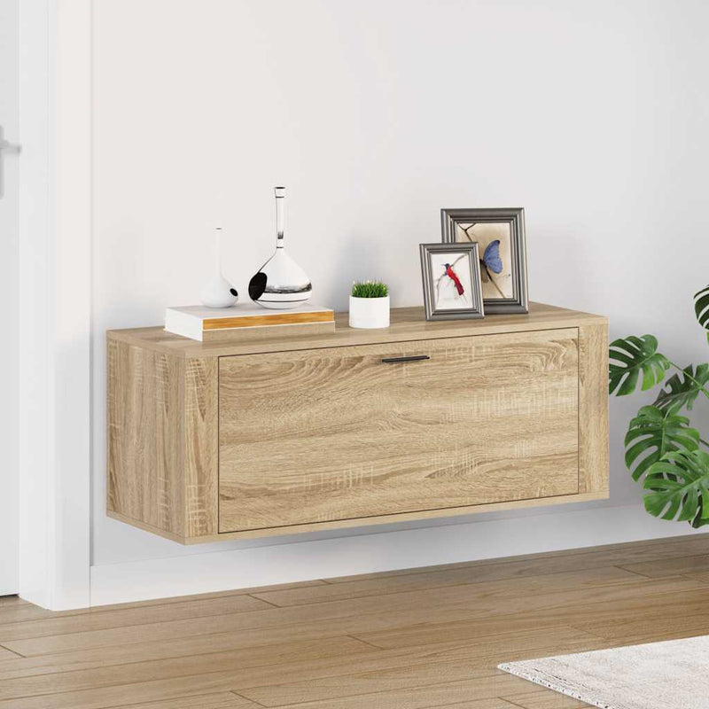 Laden Sie das Bild in Galerie -Viewer, Vidaxl wandschoenenkast 100x35x38 cm bewerkt hout sonoma eiken
