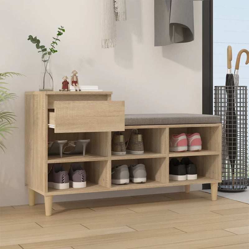 Afbeelding laden in galerijviewer, Vidaxl schoenenkast 102x36x60 cm bewerkt hout sonoma eikenkleurig