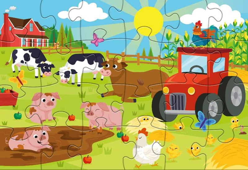 ギャラリービューアに画像をロードする, Rebo legpuzzel 2x24 stukjes - farm anima