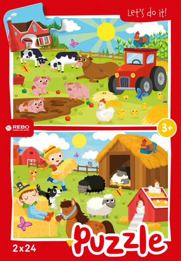 ギャラリービューアに画像をロードする, Rebo legpuzzel 2x24 stukjes - farm anima