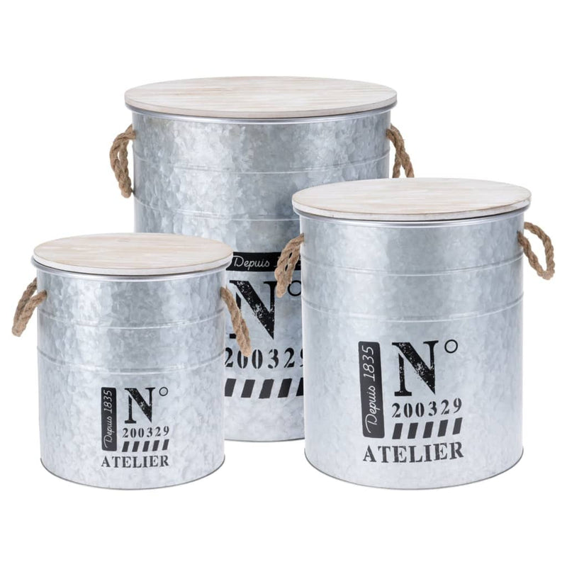 Load image into Gallery viewer, H s collection 3-delige opbergboxenset met touw zink