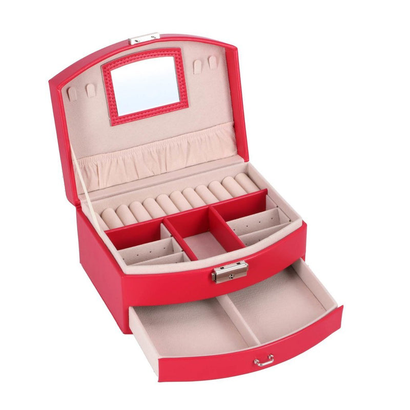 Afbeelding laden in galerijviewer, No brand juwelenbox deluxe roze sieradendoosje met spiegel en lade.