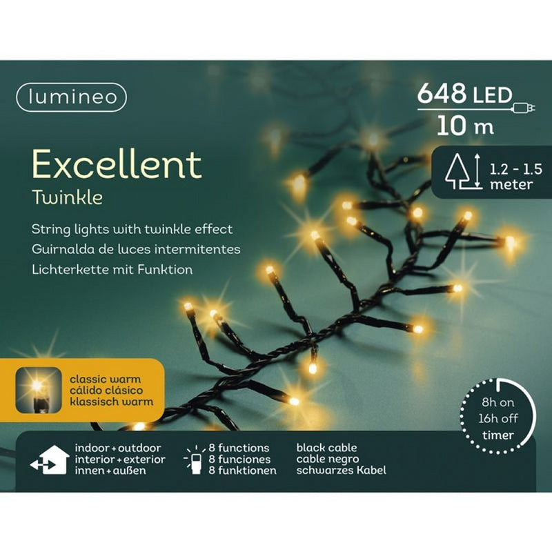 Load image into Gallery viewer, Lumineo led excellent twinkle 648 leds 100 cm zwart warm wit licht