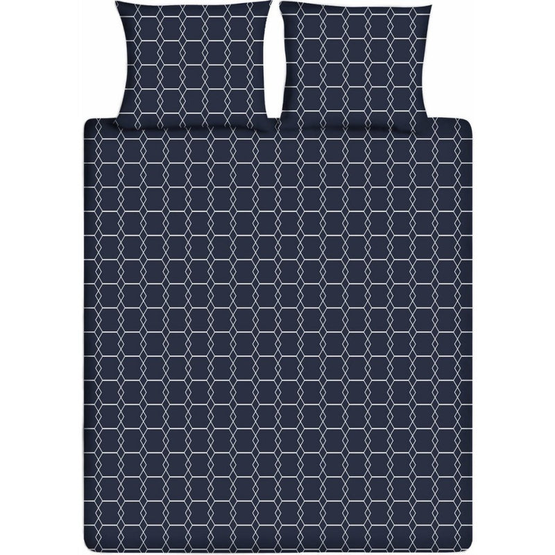 Load image into Gallery viewer, Ten cate katoenen eenpersoons dekbedovertrek 140x200 220 cm graphic donkerblauw