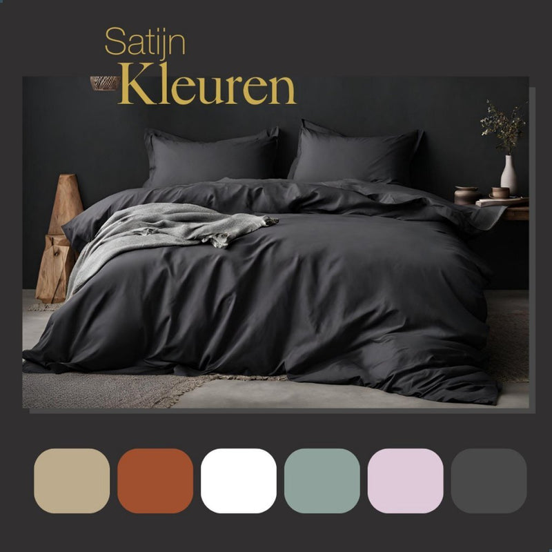 Load image into Gallery viewer, Ten cate katoen satijnen eenpersoons dekbedovertrek 140x200 220 cm antraciet