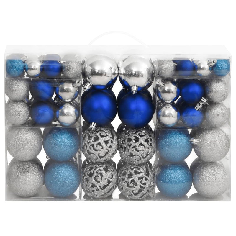 Load image into Gallery viewer, VidaXL Kerstballen 100 st 3 4 6 cm blauw en zilverkleurig