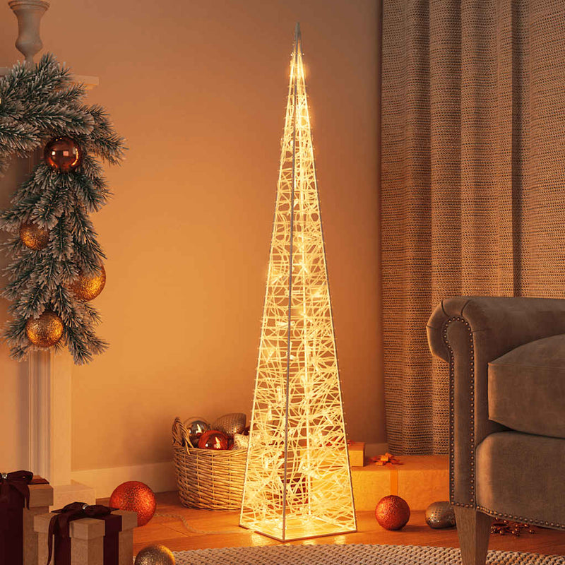 Chargez l'image dans la visionneuse de la galerie, Vidaxl kerstverlichtingskegel met 60 warmwitte led's 120 cm acryl