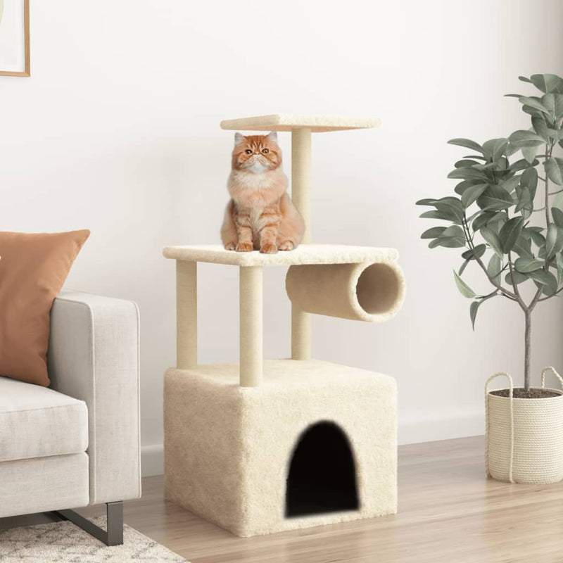 Load image into Gallery viewer, Vidaxl kattenmeubel met sisal krabpalen 109,5 cm crèmekleurig