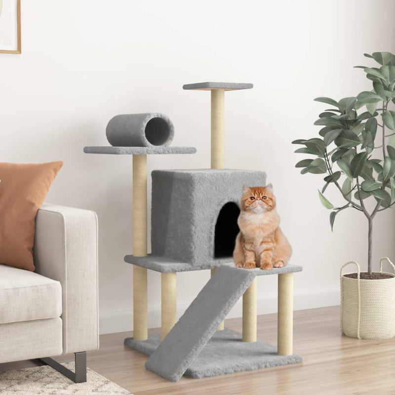 Load image into Gallery viewer, Vidaxl kattenmeubel met sisal krabpalen 110,5 cm lichtgrijs