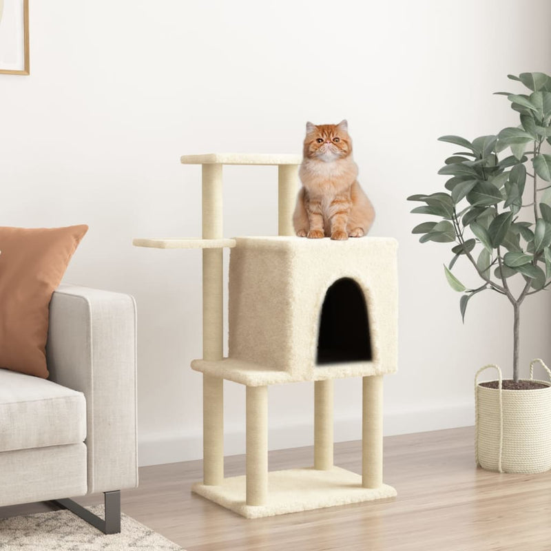 Load image into Gallery viewer, Vidaxl kattenmeubel met sisal krabpalen 97 cm crèmekleurig