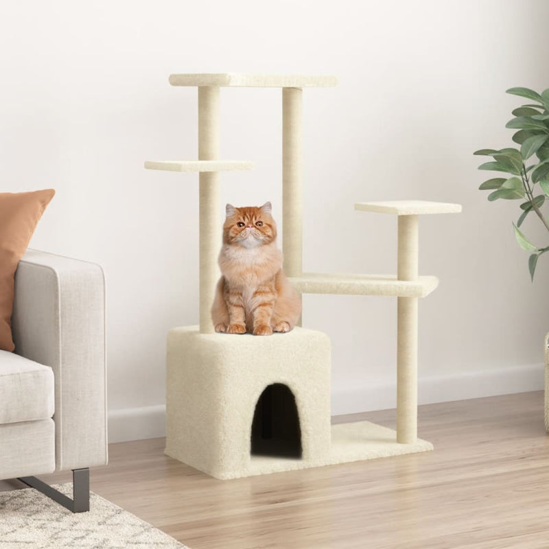 Load image into Gallery viewer, Vidaxl kattenmeubel met sisal krabpalen 107,5 cm crèmekleurig