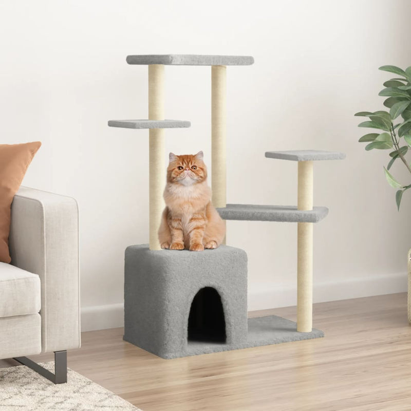 Load image into Gallery viewer, Vidaxl kattenmeubel met sisal krabpalen 107,5 cm lichtgrijs