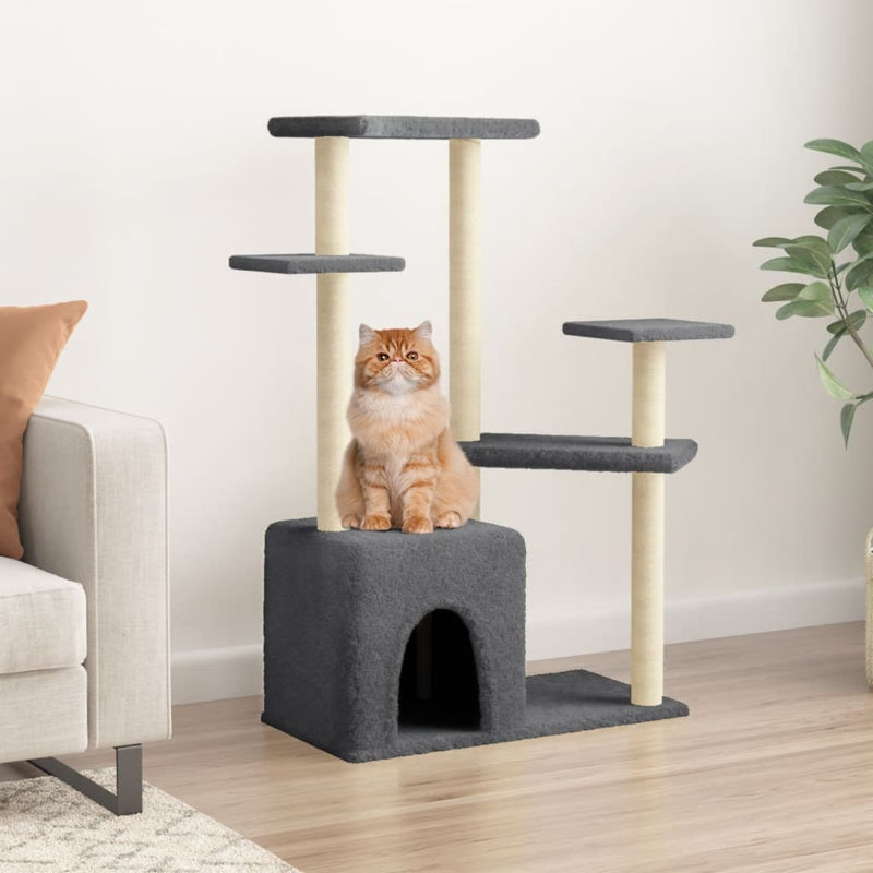 Load image into Gallery viewer, Vidaxl kattenmeubel met sisal krabpalen 107,5 cm donkergrijs