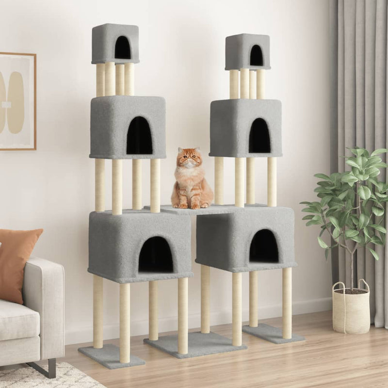 Load image into Gallery viewer, Vidaxl kattenmeubel met sisal krabpalen 199 cm lichtgrijs