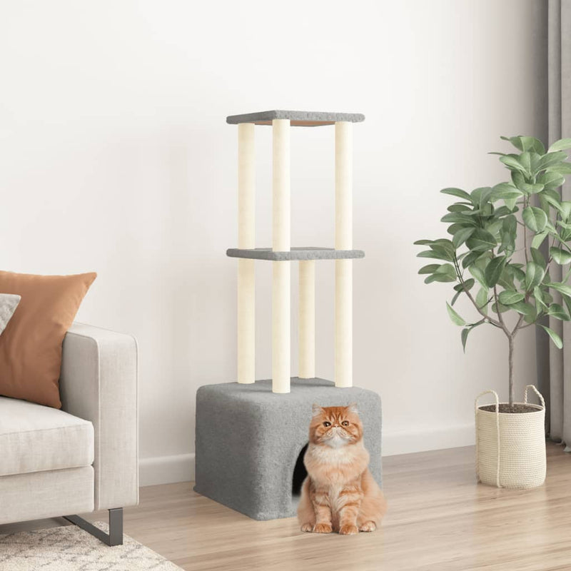 Load image into Gallery viewer, Vidaxl kattenmeubel met sisal krabpalen 133,5 cm lichtgrijs