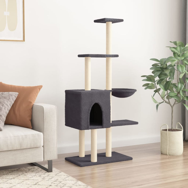 Load image into Gallery viewer, Vidaxl kattenmeubel met sisal krabpalen 145 cm donkergrijs