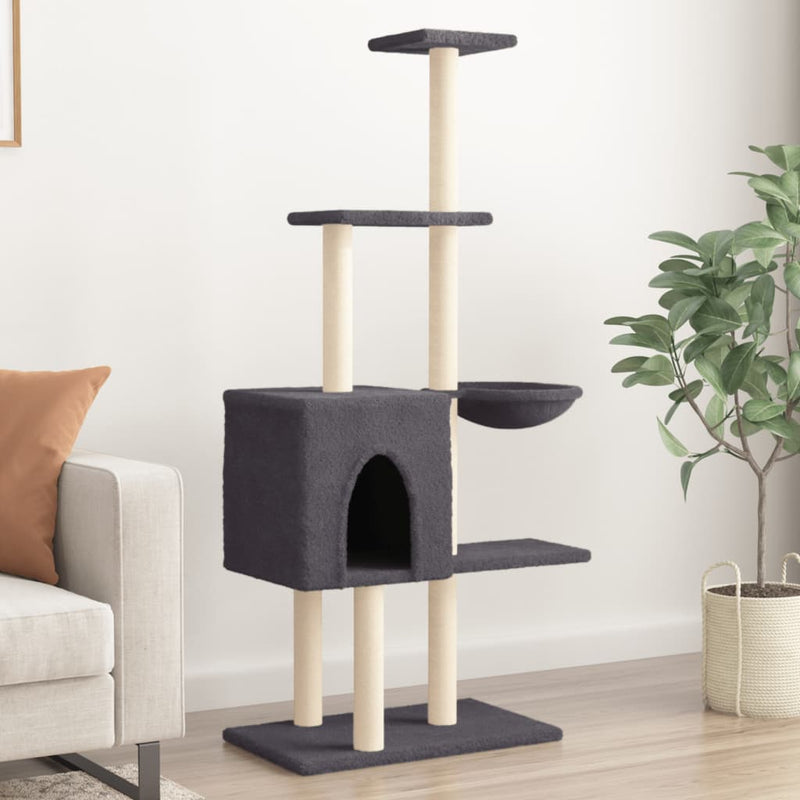 Load image into Gallery viewer, Vidaxl kattenmeubel met sisal krabpalen 145 cm donkergrijs