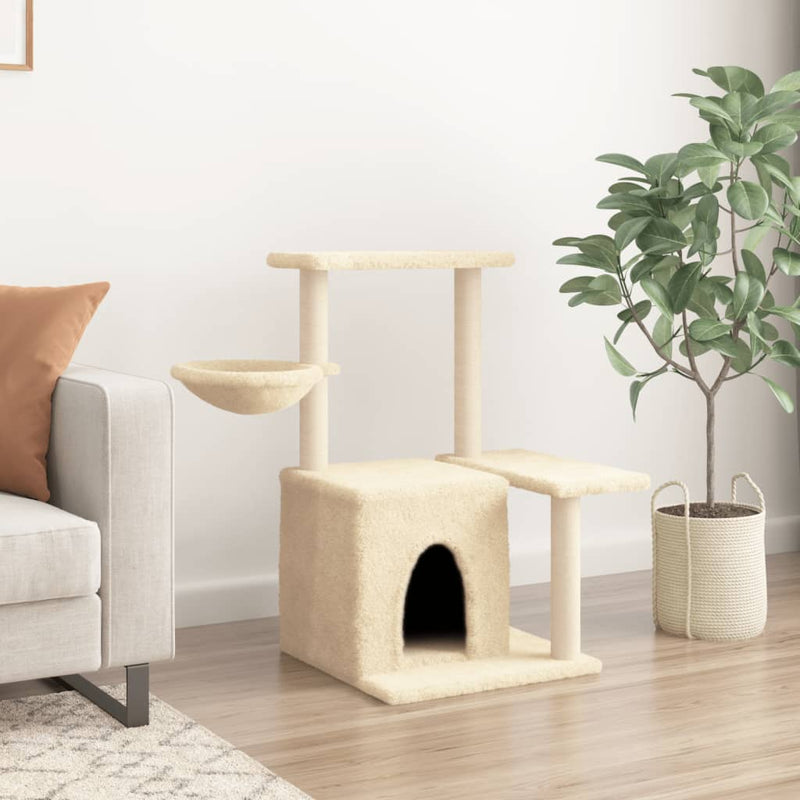 Afbeelding laden in galerijviewer, Vidaxl kattenmeubel met sisal krabpalen 83 cm crèmekleurig