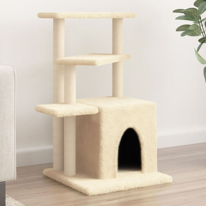Load image into Gallery viewer, Vidaxl kattenmeubel met sisal krabpalen 83,5 cm crèmekleurig