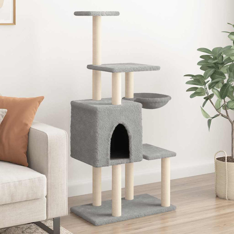 Load image into Gallery viewer, Vidaxl kattenmeubel met sisal krabpalen 131 cm lichtgrijs