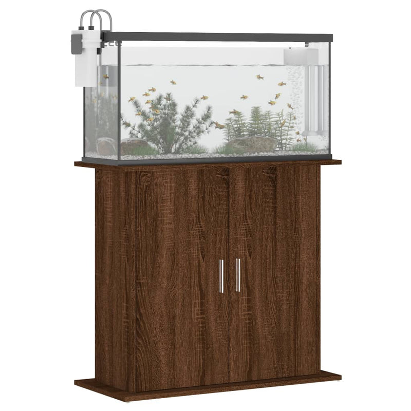 Load image into Gallery viewer, Vidaxl aquariumstandaard 81x36x73 cm bewerkt hout bruin eikenkleur