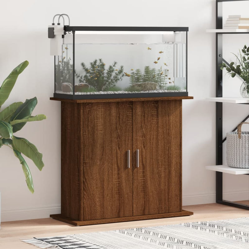 Load image into Gallery viewer, Vidaxl aquariumstandaard 81x36x73 cm bewerkt hout bruin eikenkleur