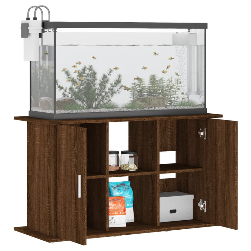 Load image into Gallery viewer, Vidaxl aquariumstandaard 101x41x58 cm bewerkt hout bruin eikenkleur
