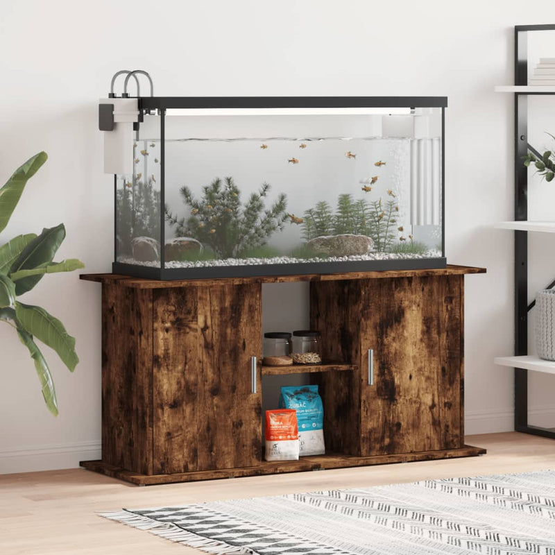 Load image into Gallery viewer, VidaXL Aquariumstandaard 121x41x58 cm bewerkt hout gerookt eikenkleur