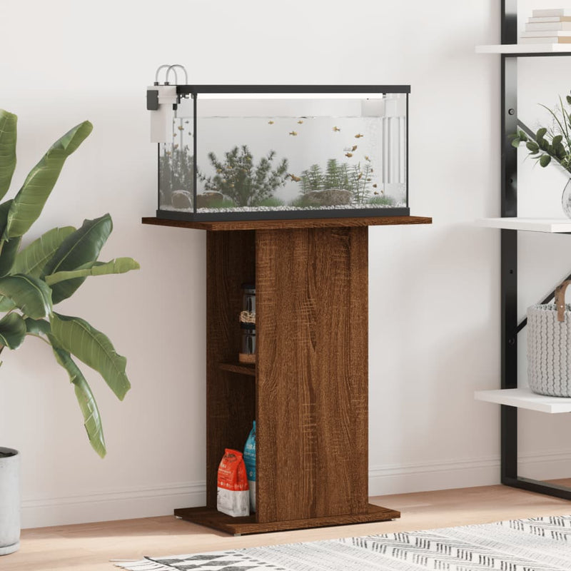 Load image into Gallery viewer, Vidaxl aquariumstandaard 60,5x36x72,5 cm bewerkt hout bruin eikenkleur