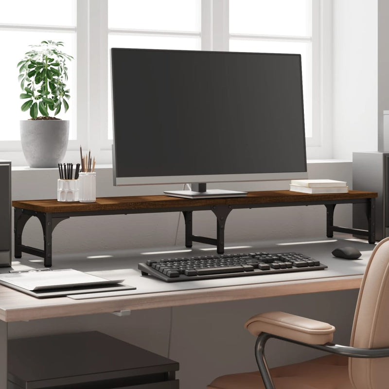 ギャラリービューアに画像をロードする, Vidaxl monitorstandaard 105x23x15,5 cm bewerkt hout bruin eikenkleur