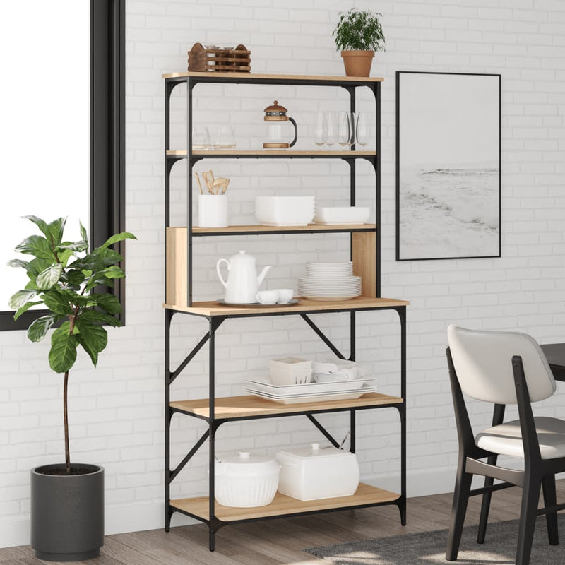 Load image into Gallery viewer, Vidaxl bakkersrek 6-laags 90x40x180 cm bewerkt hout sonoma eikenkleur