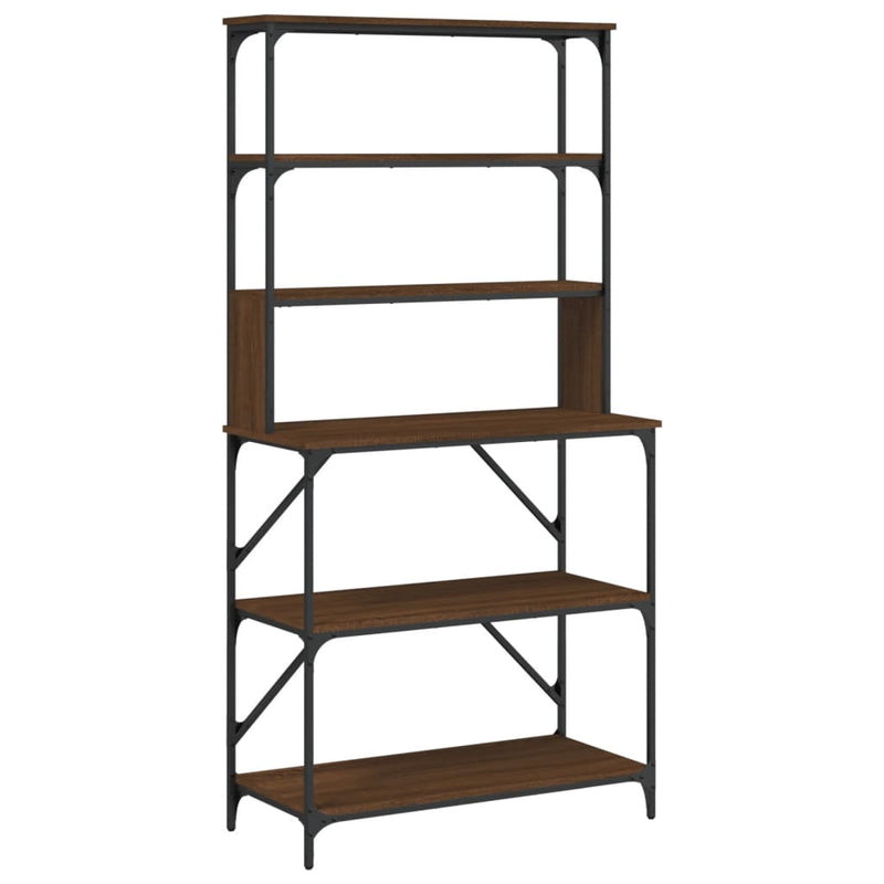 Load image into Gallery viewer, Vidaxl bakkersrek 6-laags 90x40x180 cm bewerkt hout bruin eikenkleur