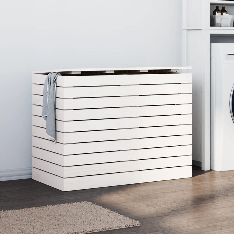 Load image into Gallery viewer, Vidaxl wasmand 88,5x44x66 cm massief grenenhout wit