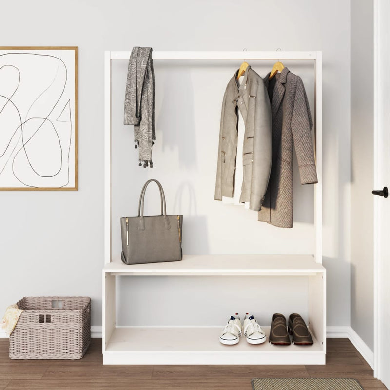 Afbeelding laden in galerijviewer, Vidaxl kledingrek schoenenkast 113x40x157,5 cm massief grenenhout wit