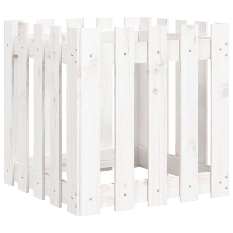 Load image into Gallery viewer, Vidaxl plantenbak met hekontwerp 50x50x50 cm massief grenenhout wit