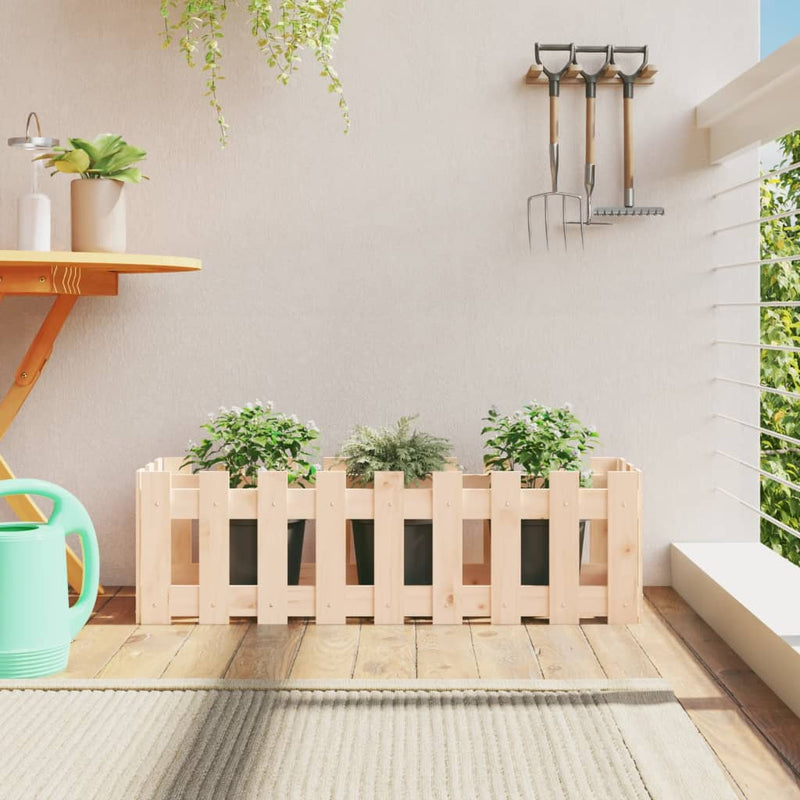 Load image into Gallery viewer, Vidaxl plantenbak verhoogd met hekontwerp 100x30x30 cm grenenhout