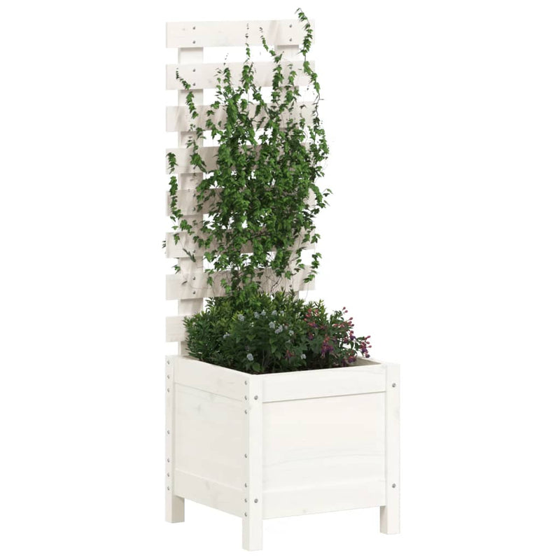 Load image into Gallery viewer, Vidaxl plantenbak met rek 39x39,5x114 cm massief grenenhout wit