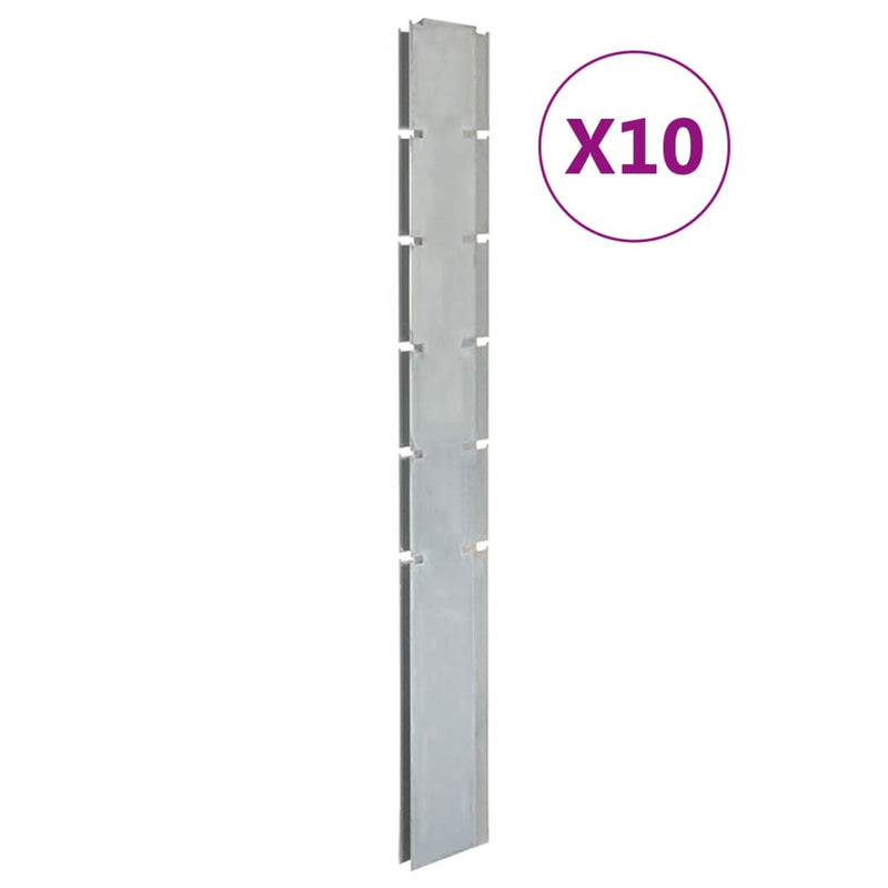 Load image into Gallery viewer, VidaXL Schuttingpalen 10 st 160 cm gegalvaniseerd staal zilverkleurig